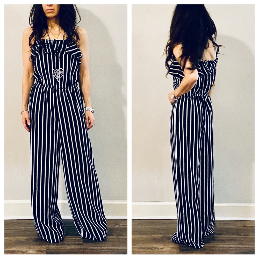WIDE LEG TANK STRIPED JUMPSUIT - Picture 5 of 8